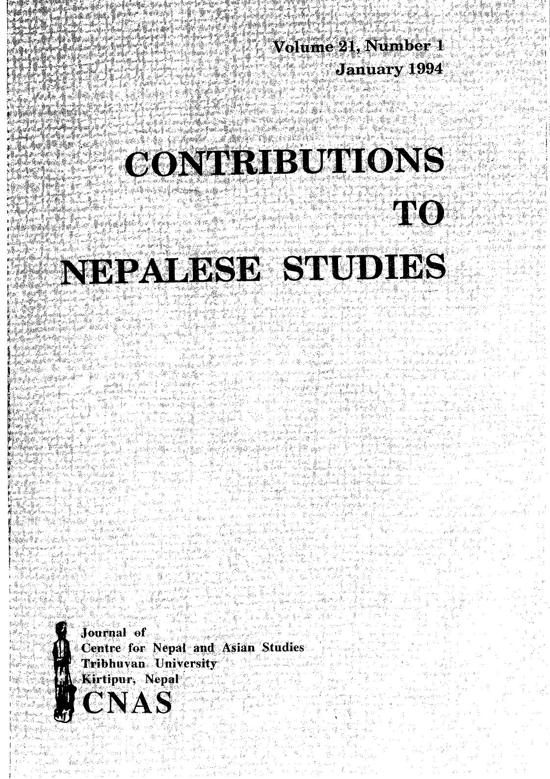 Contributions To Nepalese Studies: Volume21-01